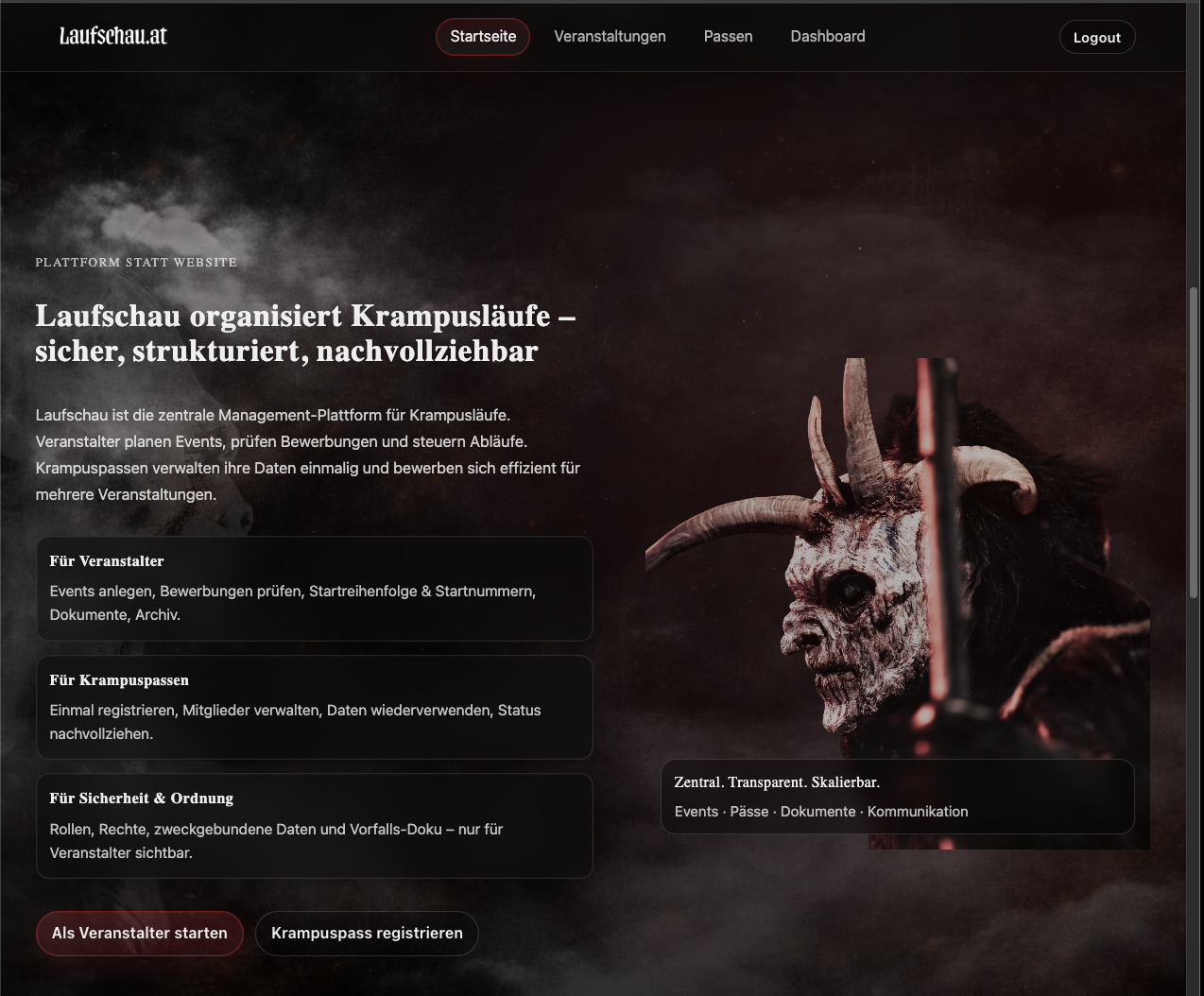 Laufschau – Event- und Krampuslauf-Plattform