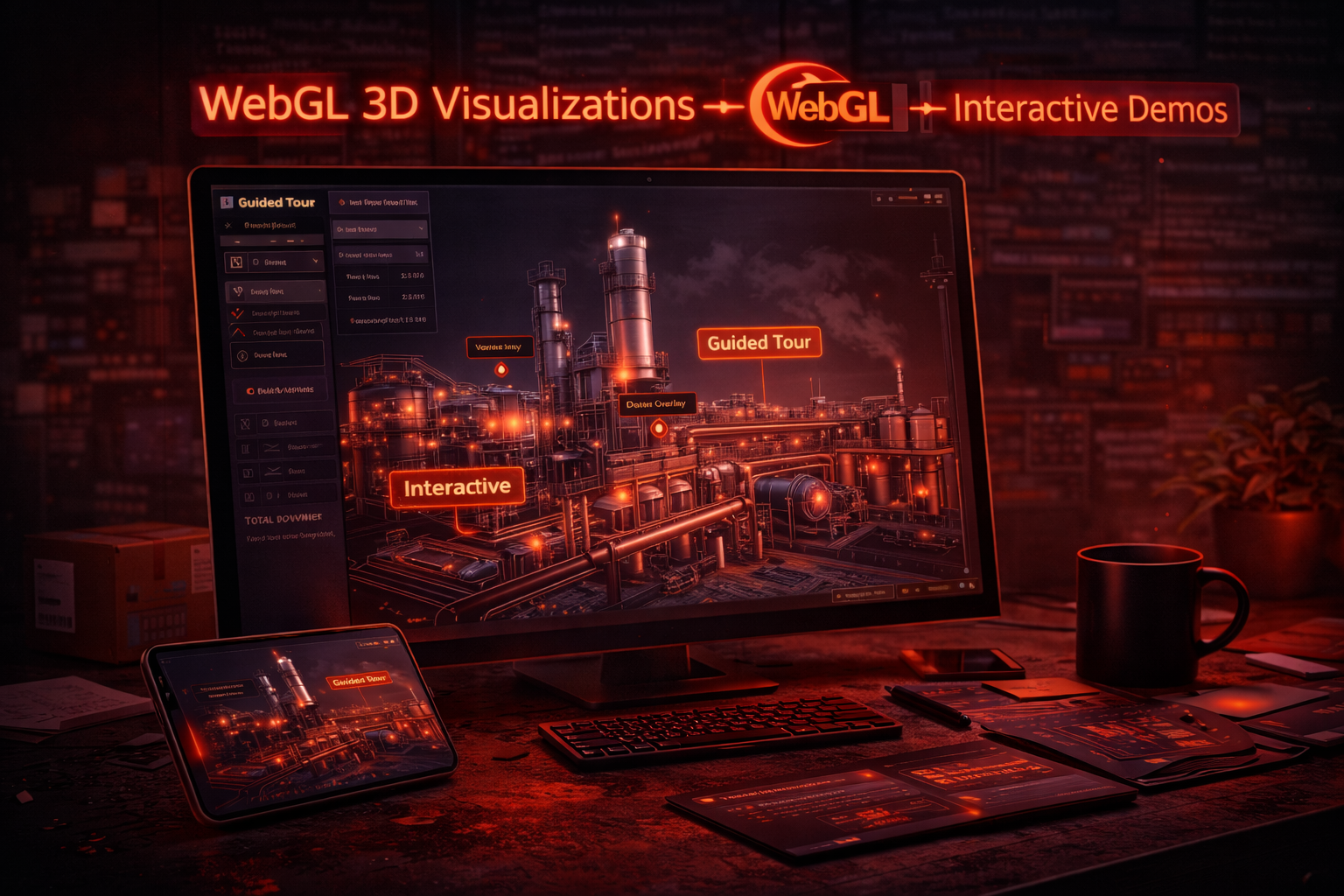 WebGL/3D Visualisierung: interaktive Demos, Hotspots, Guided Tour im Browser – Red Onion Studios